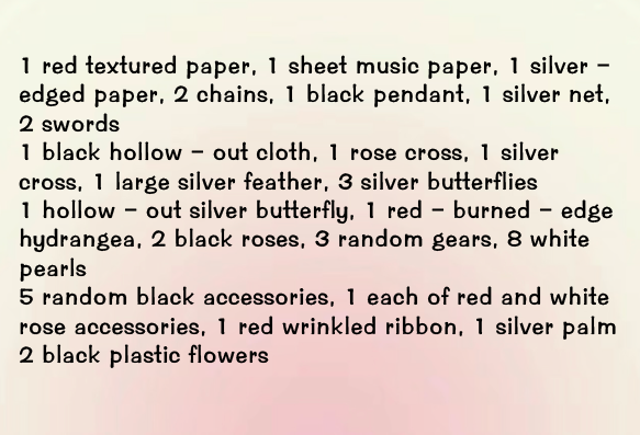 101 Full Red Gothic Theme Set DIY Kit A4