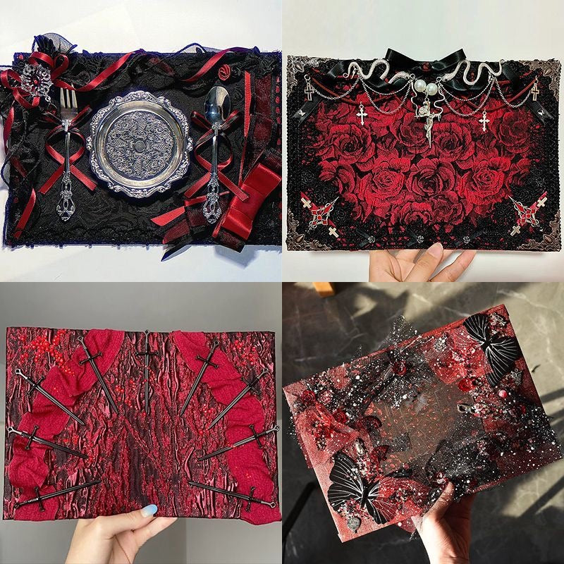 099 Full Red Gothic Theme Set DIY Kit A4