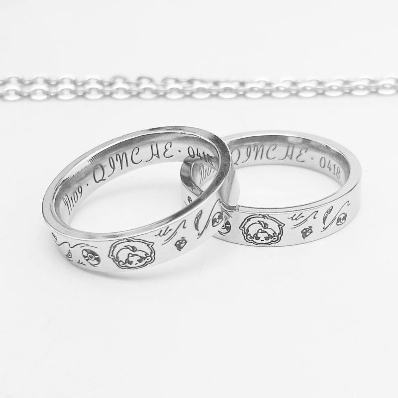 047 LAD Character Titanium Steel Rings