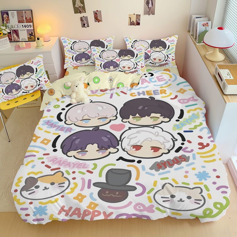 035 LAD Doodle-Style 4-Piece Bedding Set