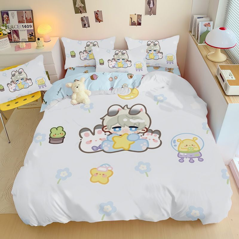 035 LAD Doodle-Style 4-Piece Bedding Set