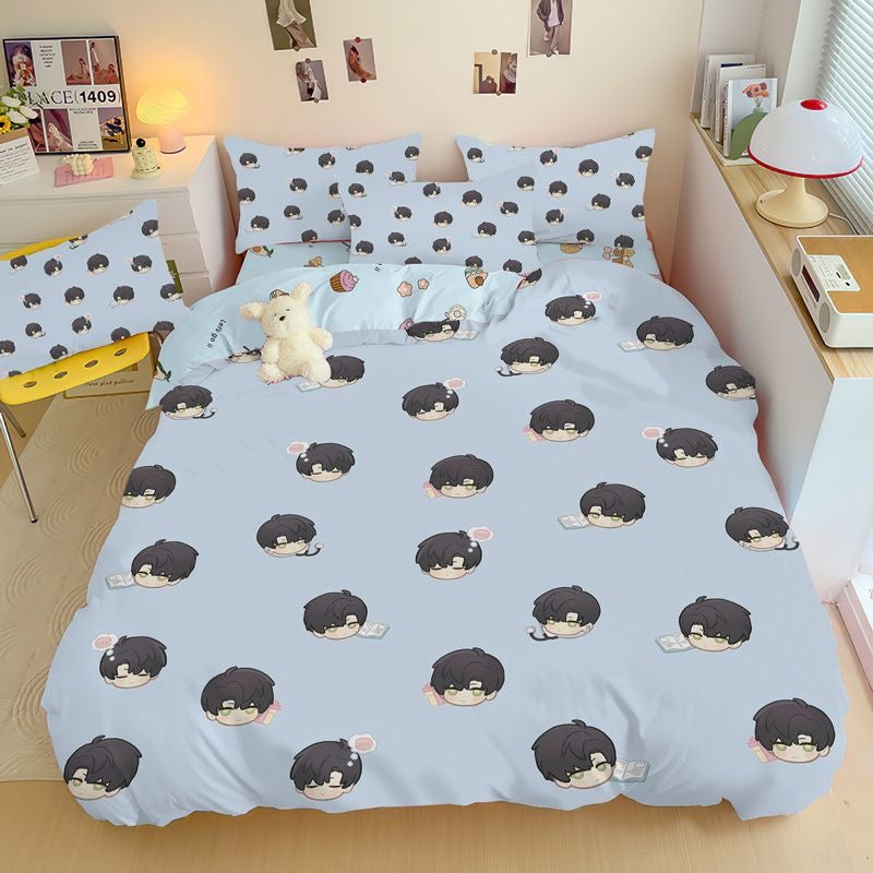 035 LAD Doodle-Style 4-Piece Bedding Set