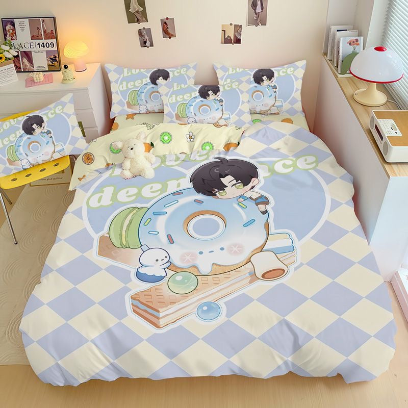 035 LAD Doodle-Style 4-Piece Bedding Set