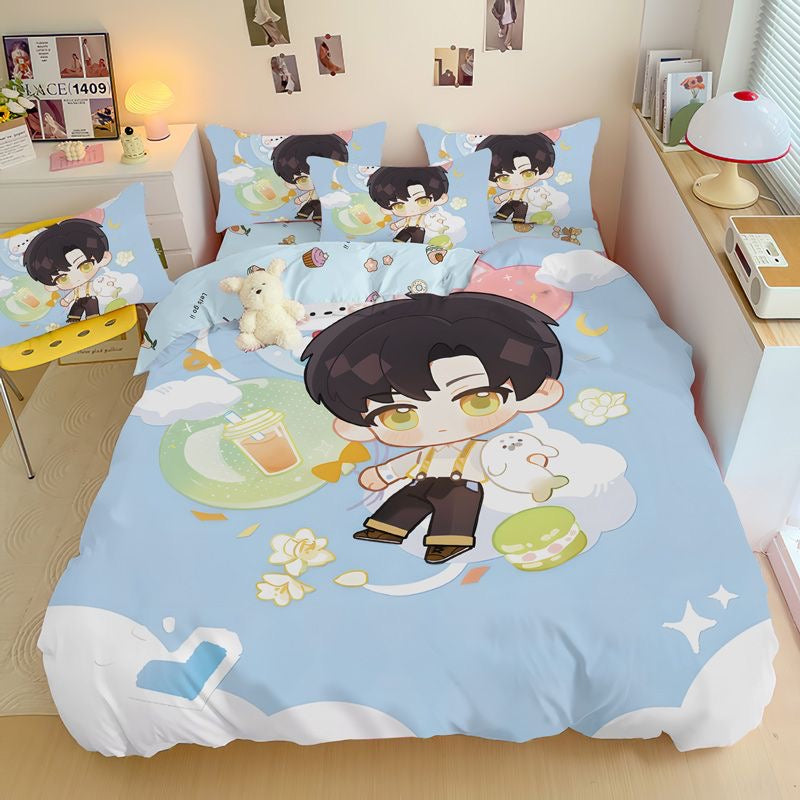 035 LAD Doodle-Style 4-Piece Bedding Set