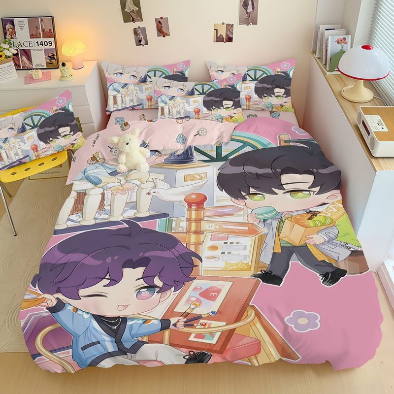 035 LAD Doodle-Style 4-Piece Bedding Set