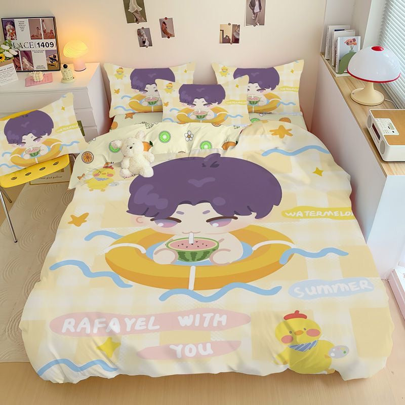 035 LAD Doodle-Style 4-Piece Bedding Set
