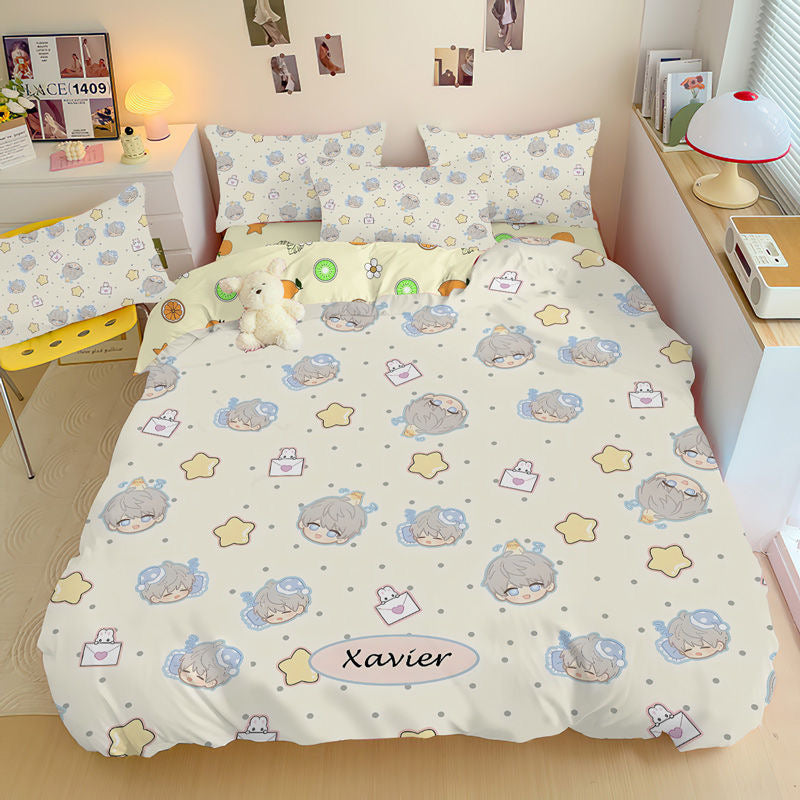 035 LAD Doodle-Style 4-Piece Bedding Set