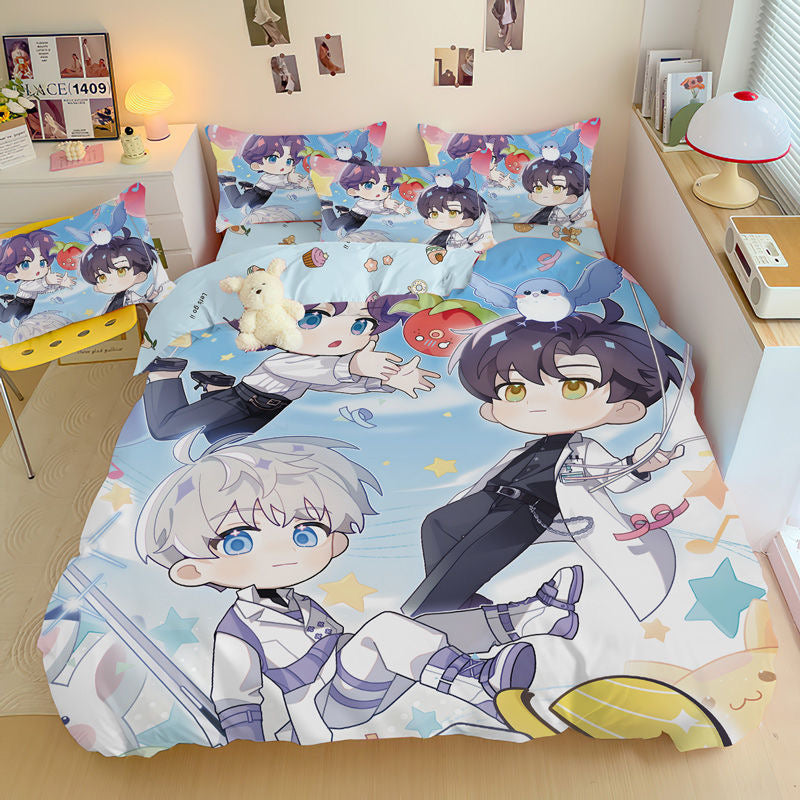 035 LAD Doodle-Style 4-Piece Bedding Set