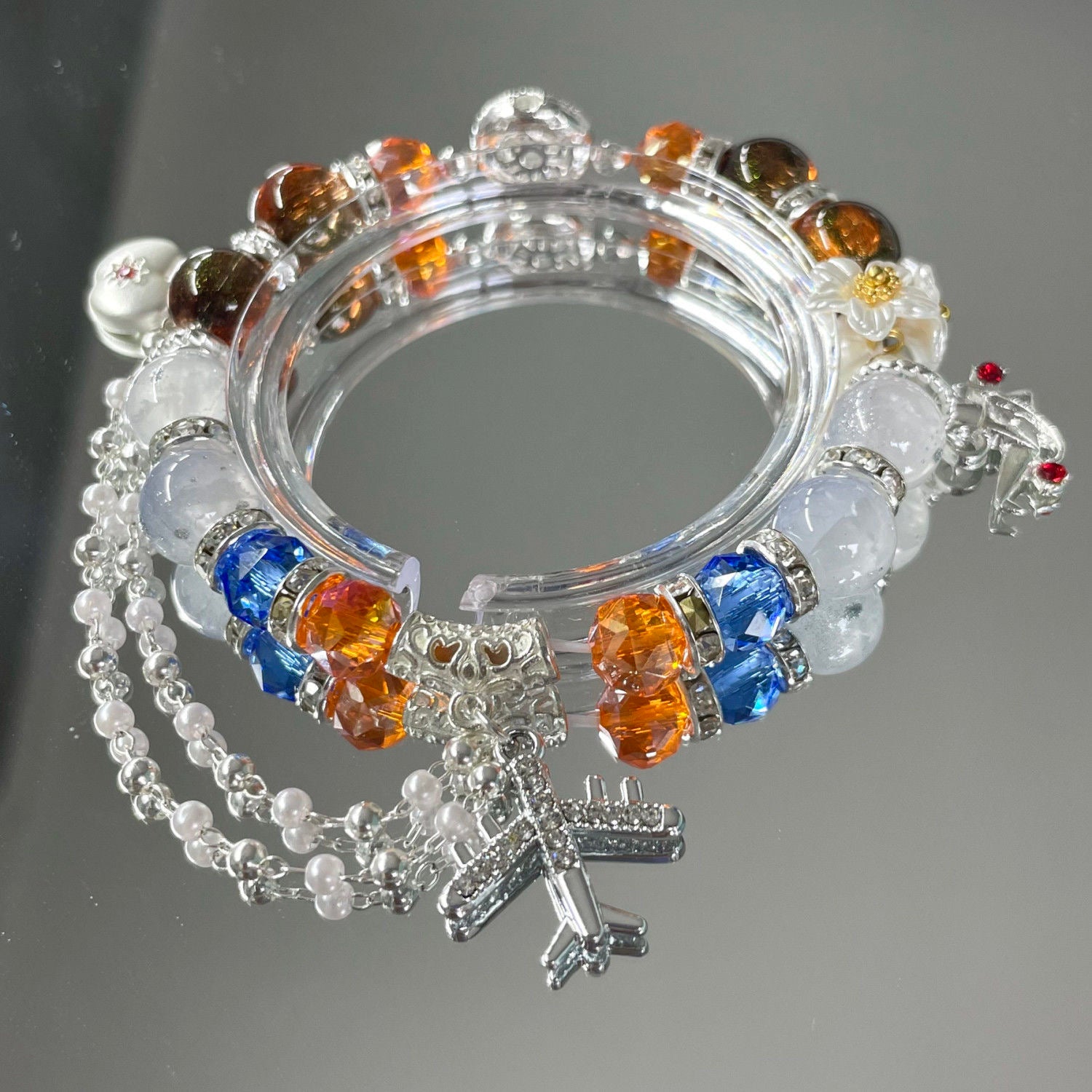 022 Caleb Birthday Bracelet - Elastic Glass Bead Chain