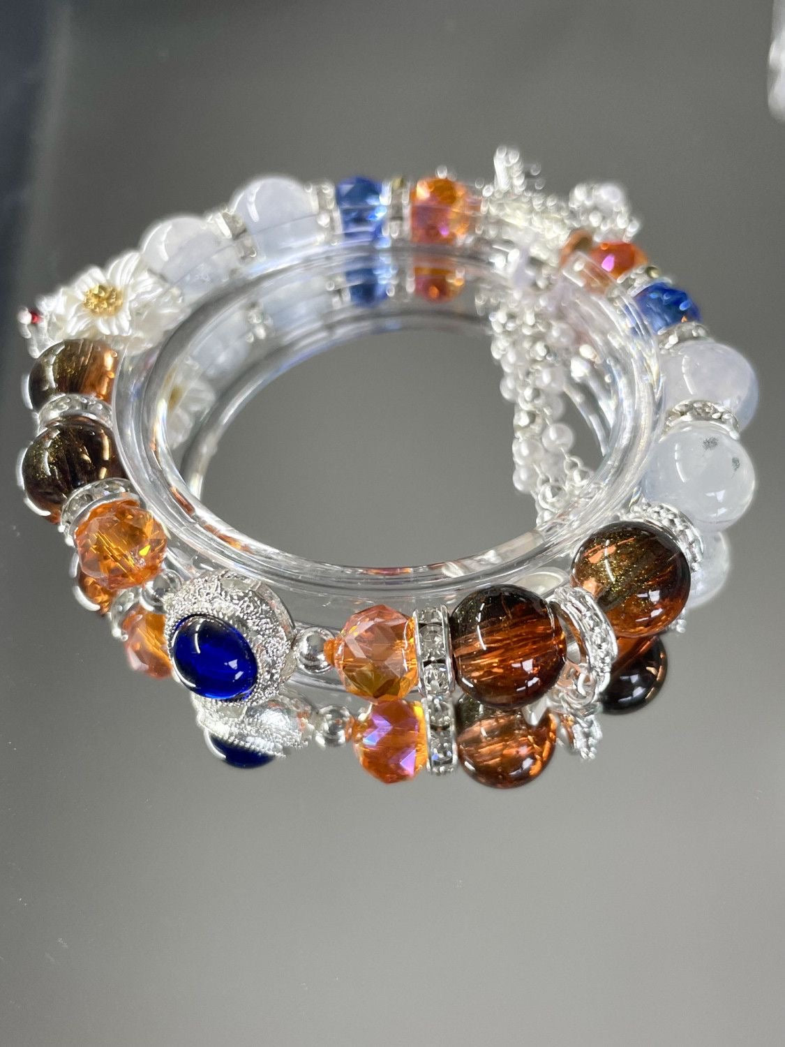 022 Caleb Birthday Bracelet - Elastic Glass Bead Chain