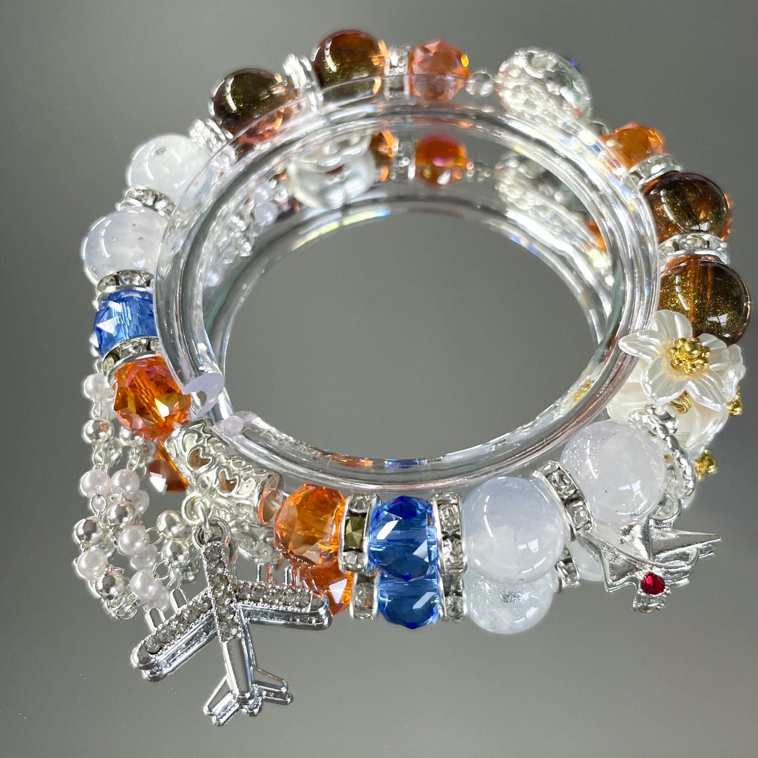 022 Caleb Birthday Bracelet - Elastic Glass Bead Chain