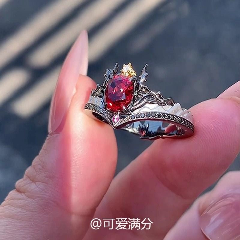 124 Sylus Vintage Dazzling Pigeon Blood Red Ring