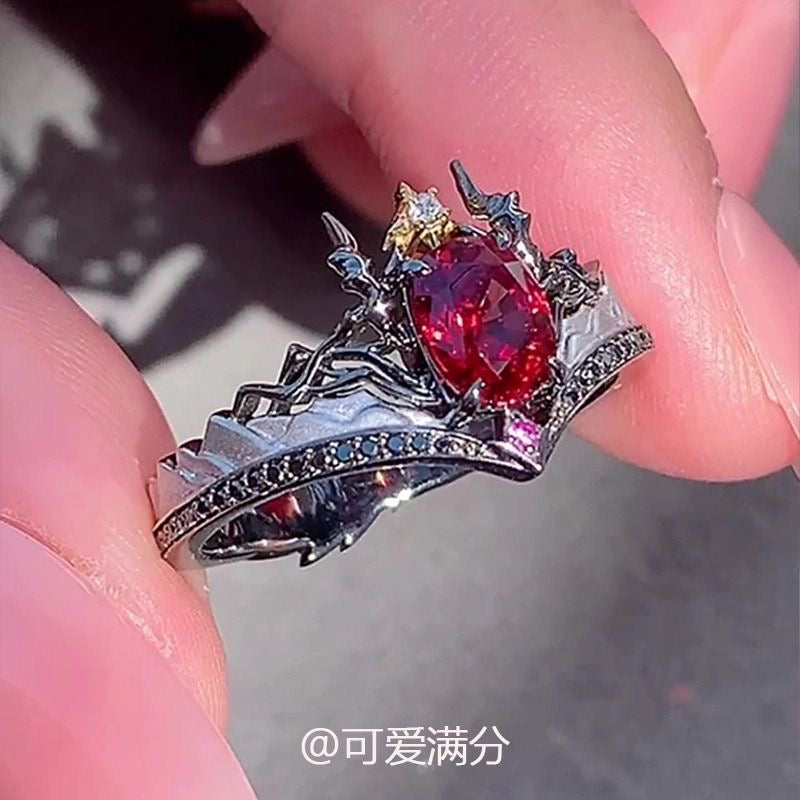 124 Sylus Vintage Dazzling Pigeon Blood Red Ring