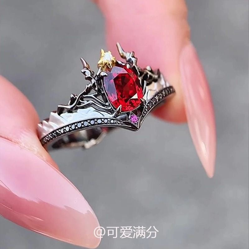 124 Sylus Vintage Dazzling Pigeon Blood Red Ring