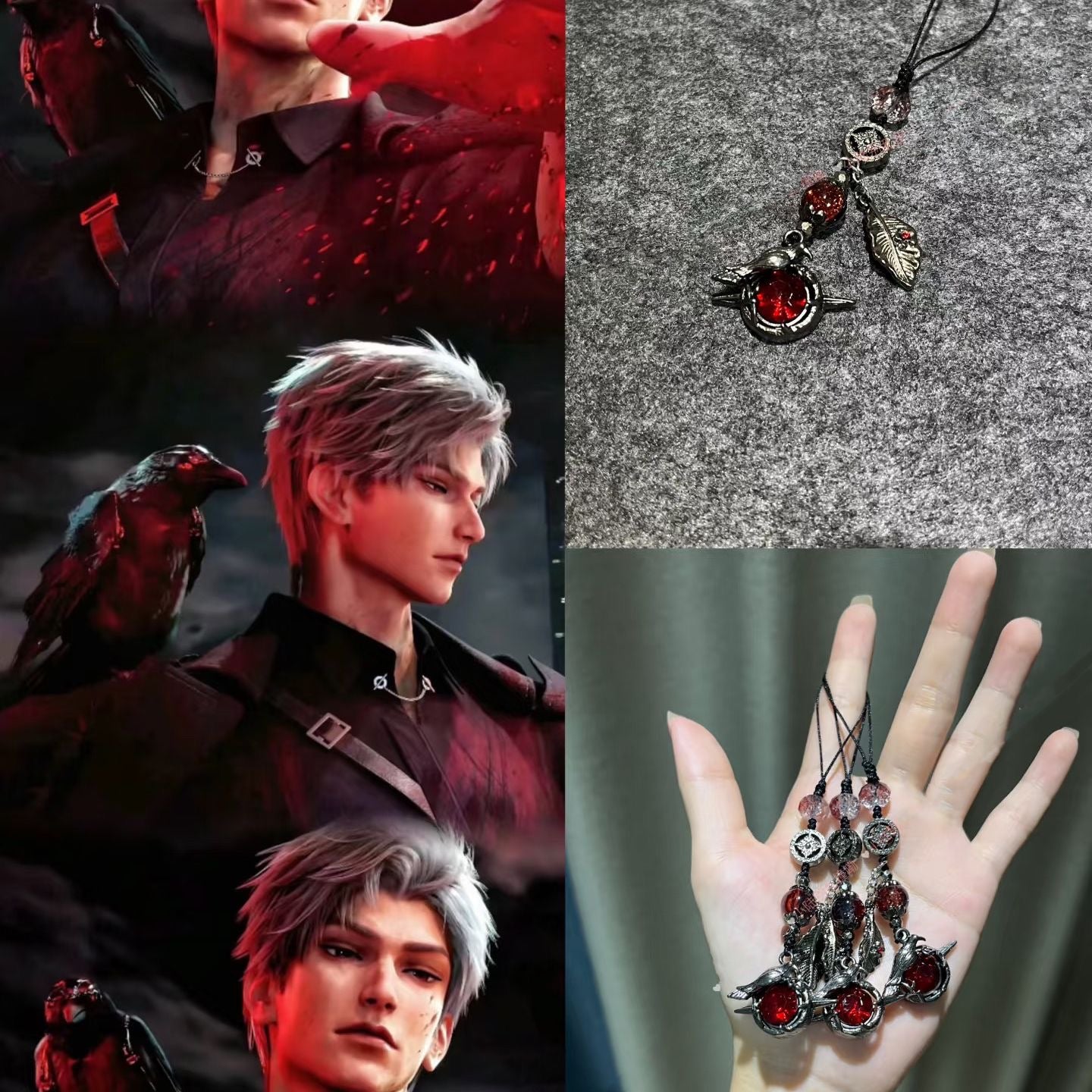 130 Sylus Blood Moon Crow Phone Charm Pendant
