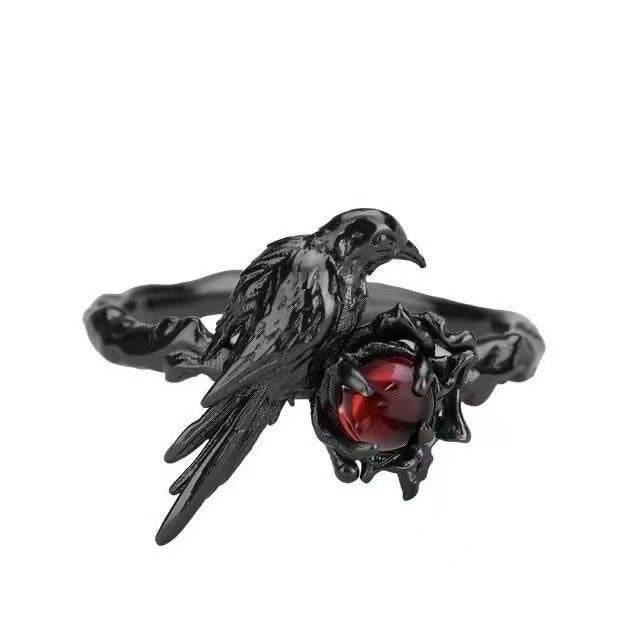 156 Sylus Dark Raven Premium Gothic Ring