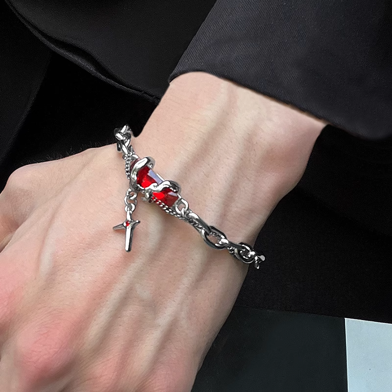 158 Sylus Titanium Steel Red Zircon Bracelet