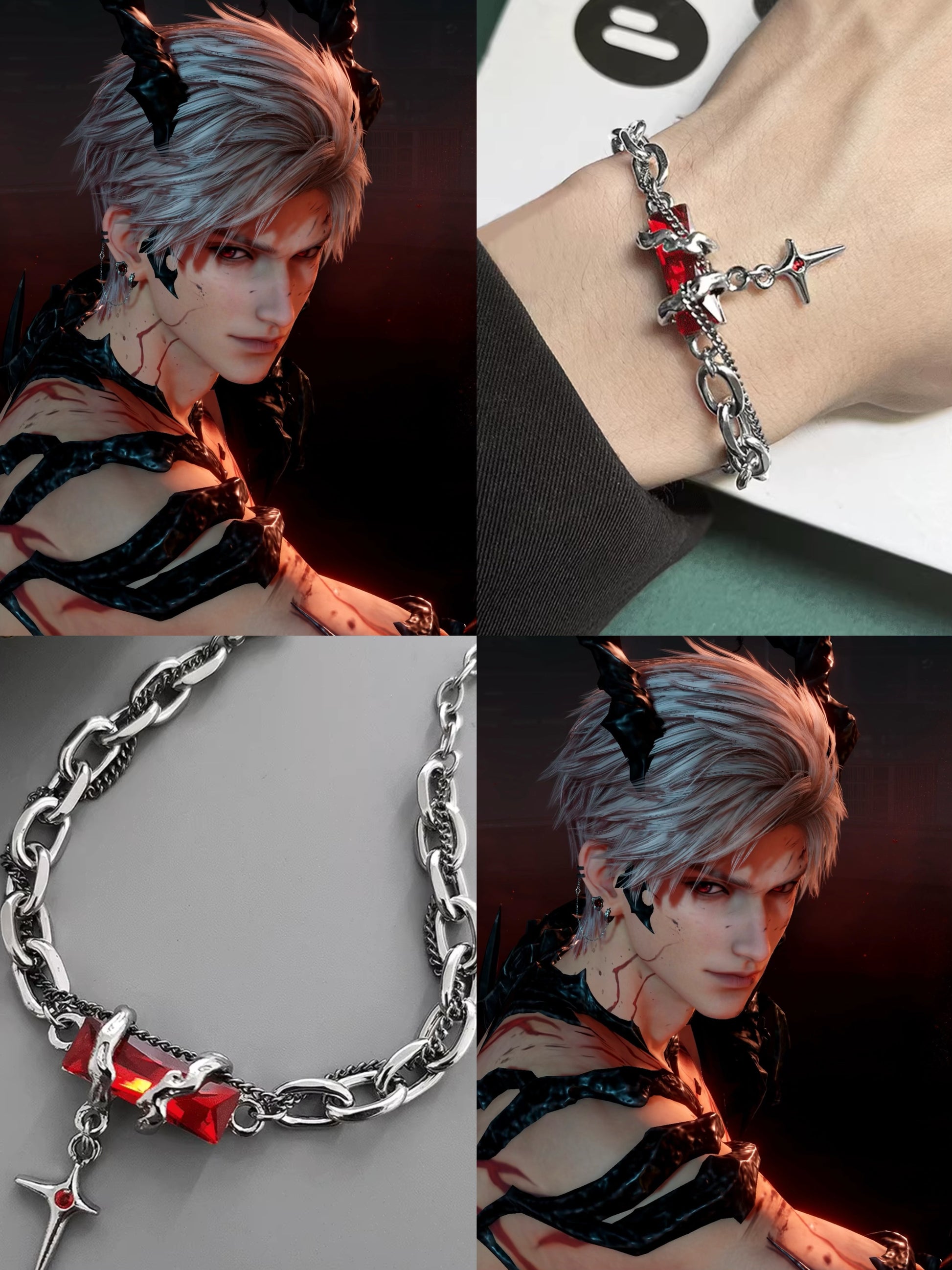 158 Sylus Titanium Steel Red Zircon Bracelet