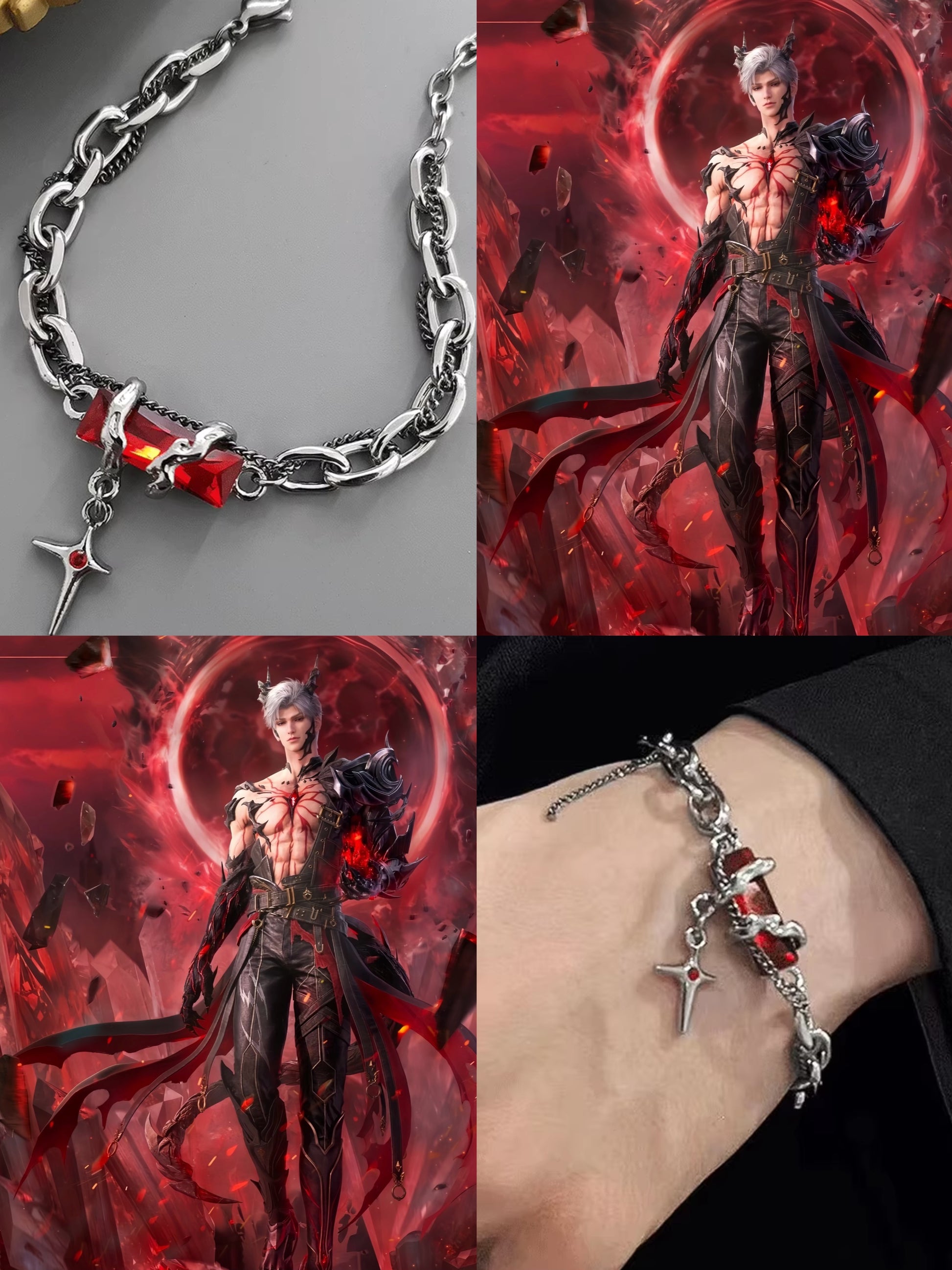 158 Sylus Titanium Steel Red Zircon Bracelet